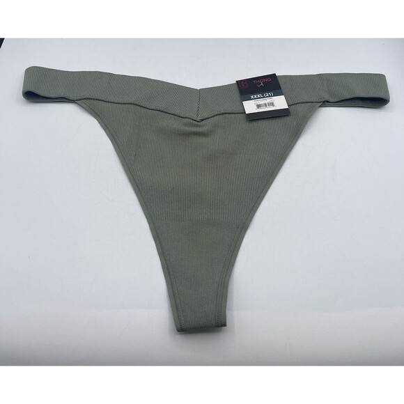 No Boundaries Women 3XL Nylon Blend Seamless Low-Rise Thong, Wild Sage NWT - Picture 1 of 7